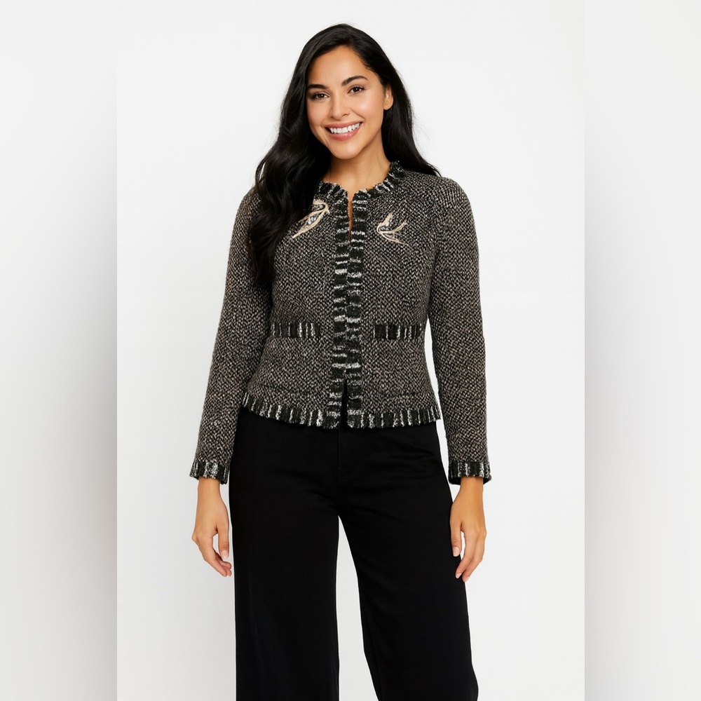 Rebecca Taylor Multi Tweed Bird embellished jacket